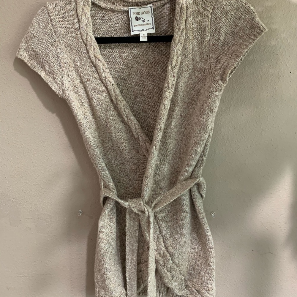 Super Soft Short Sleeve Wrap Sweater w Belt S
